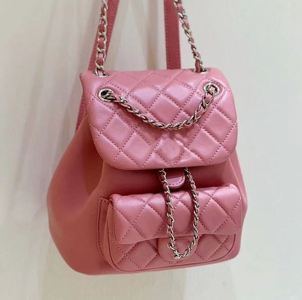Designer Women Worthpack Wormeds Quilted Cc Duma Mini Backpack Purse Pink Cowhide Leather Woman Coin Pulses Porta della carta Luxury Duffle Bag 11744
