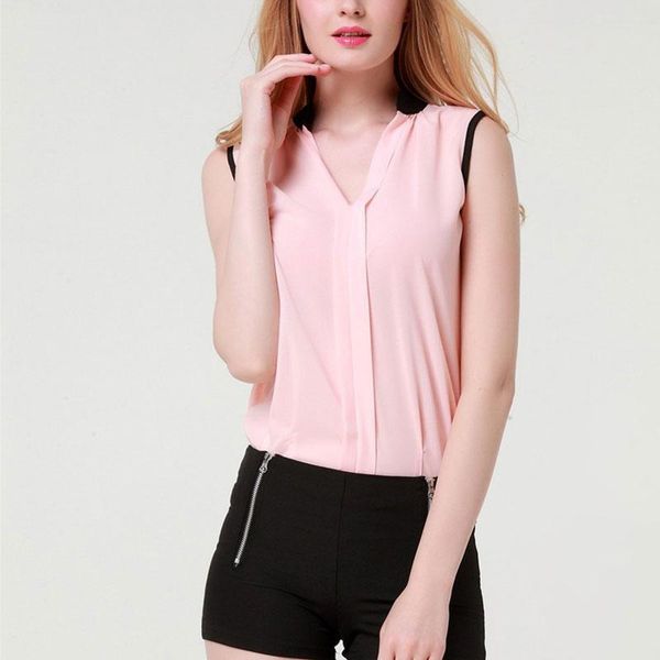 Йога наряд Summer v Neck Chefon Blouses Women Women без рукавов без рукавов.