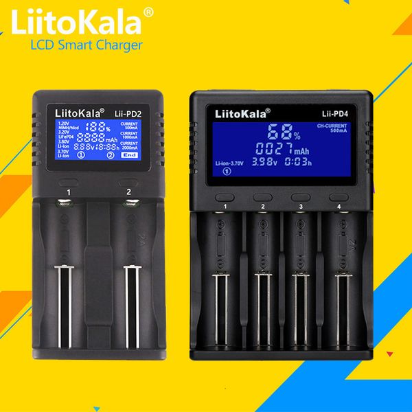 Handy-Ladegeräte LiitoKala Lii-PD2 Lii-PD4 Lii-S8 Lii-500 Lii-600 Lii-PL2 Akku-Ladegerät für 18650 26650 21700 AA AAA 3,7 V Lithium-NiMH-Akku 230206