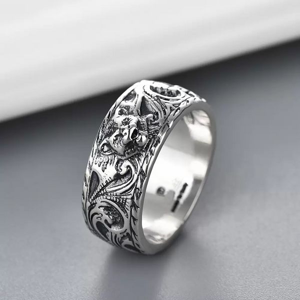 Neuer Top-Luxus-Design, einzigartiger herrschsüchtiger Tigerkopf-Ring, 925 versilbertes Material, Ringe, Modeschmuck, Party, Verlobung, Valentinstagsgeschenk, Größe 6 7 8 9 10 11