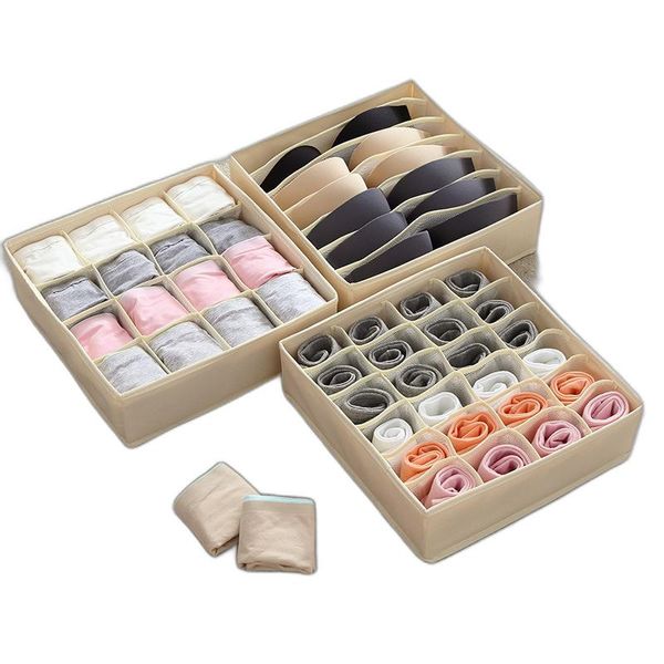 Aufbewahrungsboxen Luluhut Waschbare Unterwäschebox Faltbar 7 16 24 Gitter BHs Socken Schublade Organizer Multifunktions Home232M