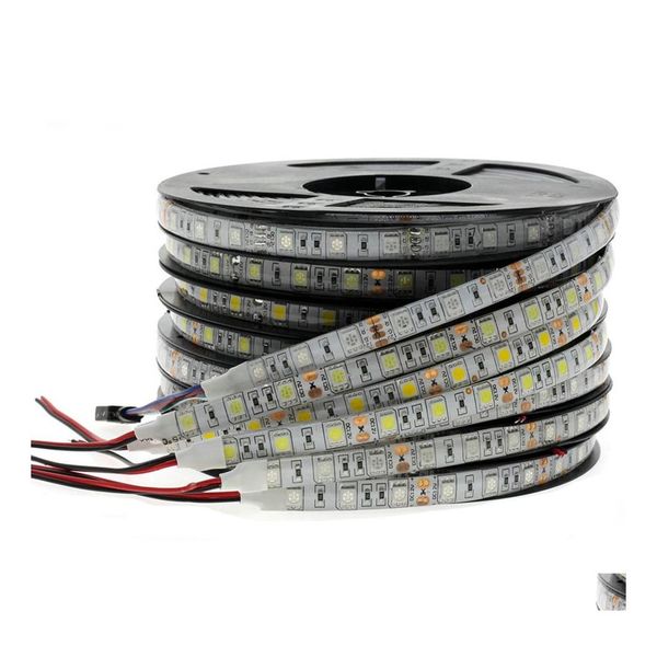 LED-Streifen RGB-Streifenlicht 5050 2835 Dc12V Neonband Wasserdichtes flexibles Diodenband 60 LEDs/m 5 m 12 V für Heimdekoration Drop Deliv Dhogx