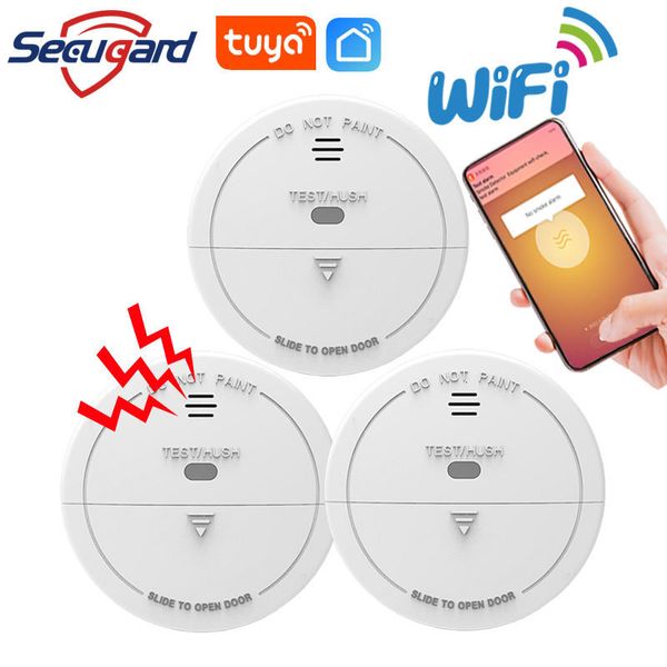 Outros acessórios de alarme WiFi Detector de fumaça Sensor de fogo Alarme de som de som Tuya Mensagem de aplicativo inteligente Push Smokehouse Combination Home Security System 230206
