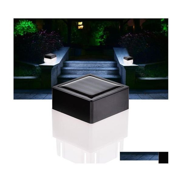 Luzes de jardim solar Post Cap Square Pillar Pillar para esgrima de ferro forjado Backyards Backyards Gate Landsca Reside Drop Deli DHXGE