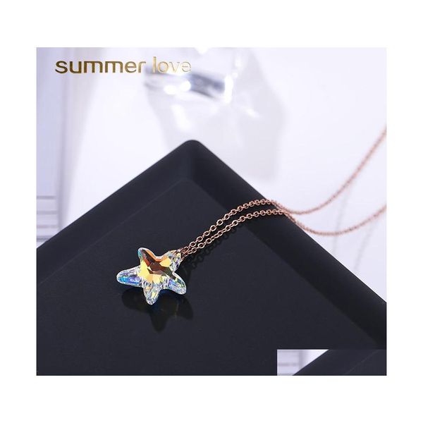 Подвесные ожерелья Titanium Steel Lucky Star Ожерелье для женщин подруга сверкающие кристаллы ювелирные украшения подарки подарки доставка Pend dhjkh