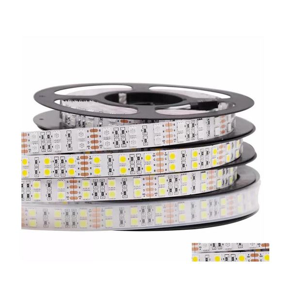 Tiras de LED 5m DC 12V 600LED 120LED/m imperme￡vel SMD 5050 RGB Warm White Strip Double Row Double Ribbon Tape Drop Drop Li Dh1ep