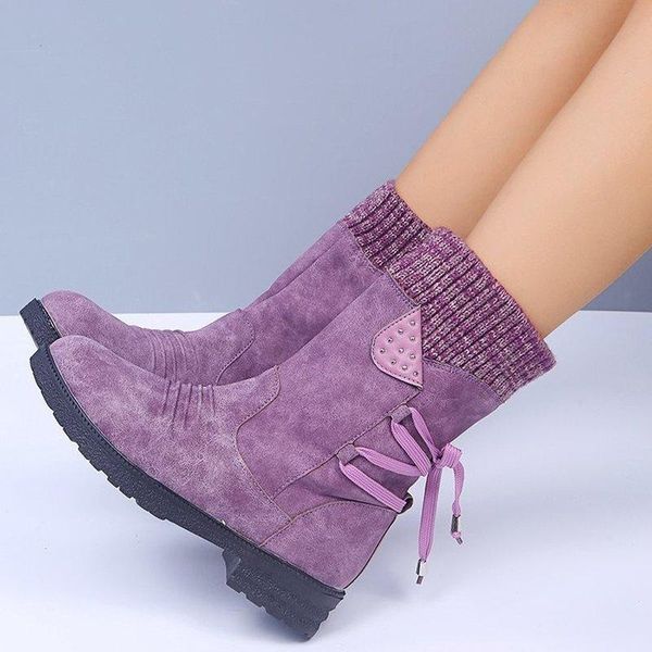 Stiefel 2023 Frauen Winter Mid-Kalb Stiefel Schuhe Damen Mode Schnee Oberschenkel Hohe Wildleder Warme Botas Zapatos De Mujer