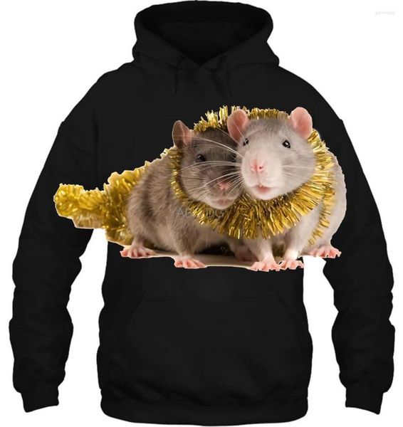 Herren Hoodies Herren Hoodie Frauen Pullover Weihnachtstier Ratten - Geschenk präsentiert Weihnachtsratte