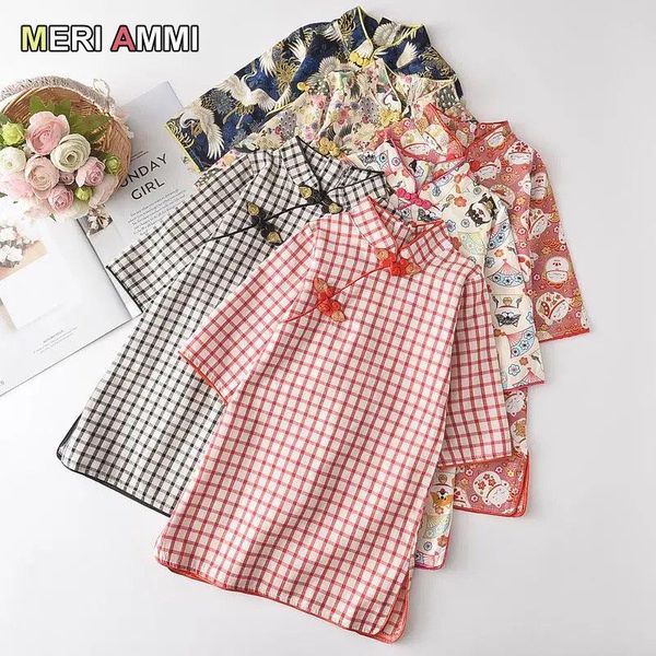 Abiti da ragazza 2-7 anni Abbigliamento per bambini Cinese Hanfu Tang Suit maniche lunghe Cheongsam Dress For Baby Kids Girl's