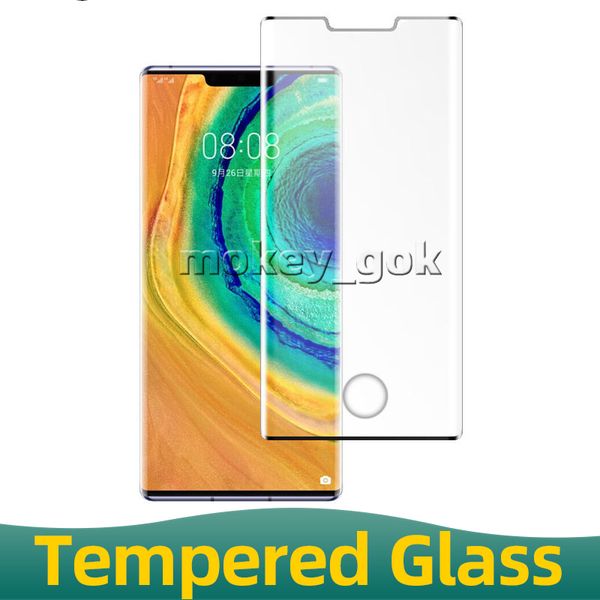 Protetores de borda 3D Protetor de tela de vidro temperado para Huawei P30 Pro P40 P50 Mate 20 Nova9 Nova10 Mate40 Pro Mate50 Superfície curva