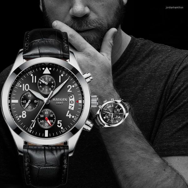 Нарученные часы Haiqin Мужские часы Top Quartz Watch Мужчины водонепроницаемые хронограф военные спортивные часы Relogio Masculino