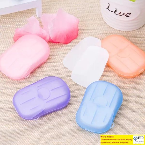 20PCSBox Disponível Anti -Dust Mini Travel Soap Paper lavando o banho de banheiro portátil papel de espuma portátil papel de sabão