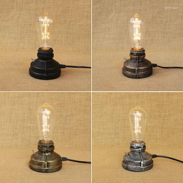 Lâmpadas de mesa Simples Resta retro -americana Americana Bedroom Estudar Industrial Wind Office Desk -Water Tipe Lamp Decorative Lamp