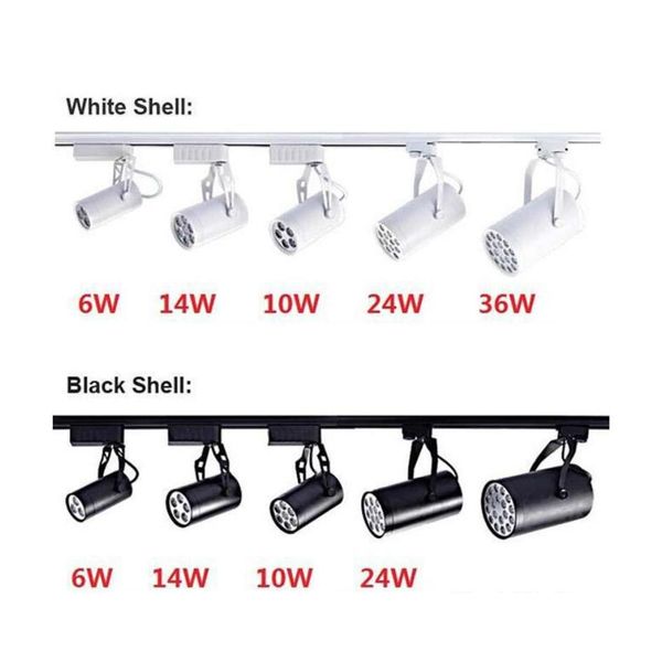 LED-Lampen, Schienenlicht, 6 W, 10 W, 14 W, 24 W, 36 W, 120 Abstrahlwinkel, kalt, warm, weiß, Deckenstrahler, AC 85–265 V, Punktbeleuchtung, Drop-Lieferung, Licht Dh4Gc