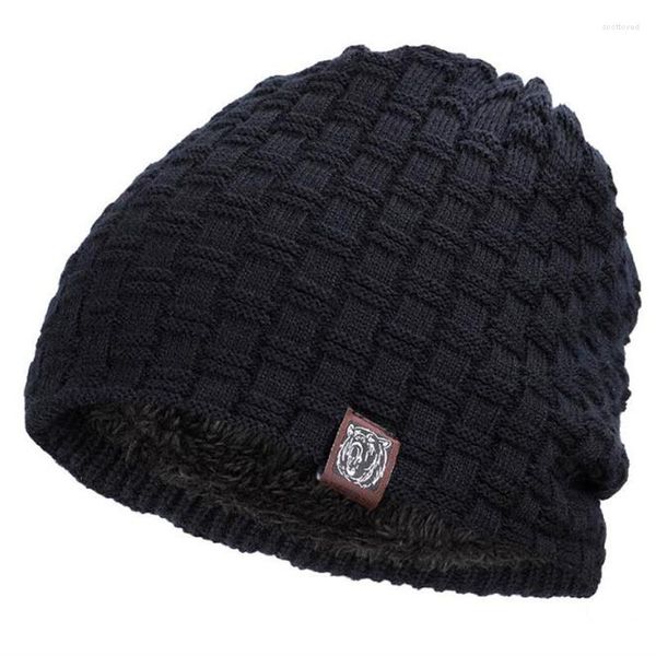 Berets Solid Black Winter Warme Wolle Gestrickte Kappe Ohrenschützer Hut Frauen Und Männer Beanies Hüte Casual Erwachsene Abdeckung Kopf Im Freien