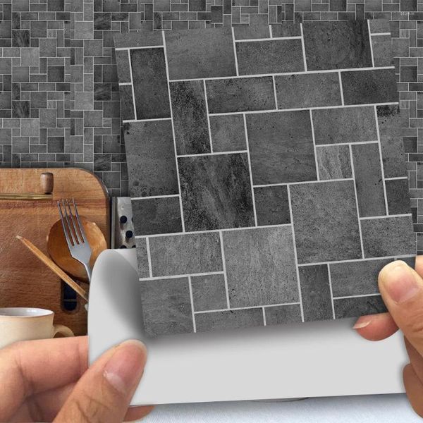 Duvar Çıkartmaları Metro Kiremit Kendi Yapışkan Mutfak Banyo TV Zeminli Su Geçirmez Isı Geçirmez 15x15cm Çimento Tuğla Sanat Duvar Kağıdı