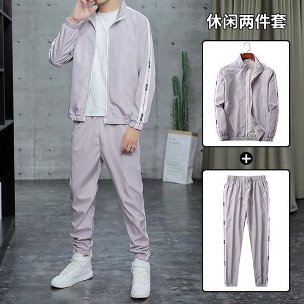 Tute da uomo Mens Fashion Autunno Uomo Hip Hop Sweat Suit Giacca patchwork maschile Felpa Pantaloni sportivi Track 2 pezzi Set 230206