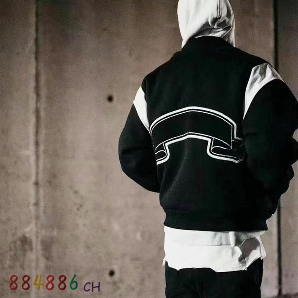 Jackets masculinos Askyourself Baseball Jacket Men Women Bordoused Logo Coat de Lão vintage Patch preto Branco Topmen's