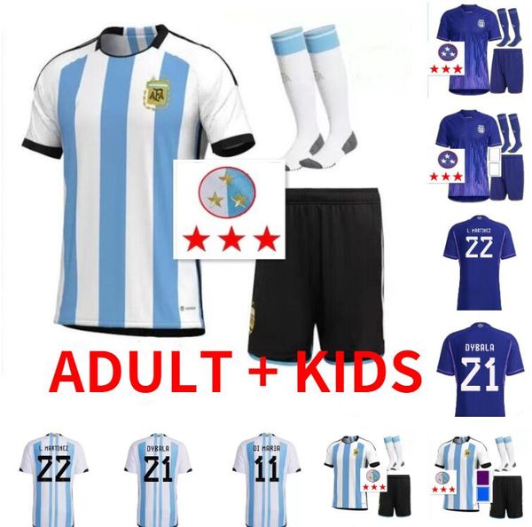 23 22 Argentina camisa de futebol 2024 J. Correa Lanzini KUN AGUERO LO CELSO MARTINEZ TAGLIAFICO DYBALA Adulto homens crianças Kit de futebol camisa conjunto uniformes meias