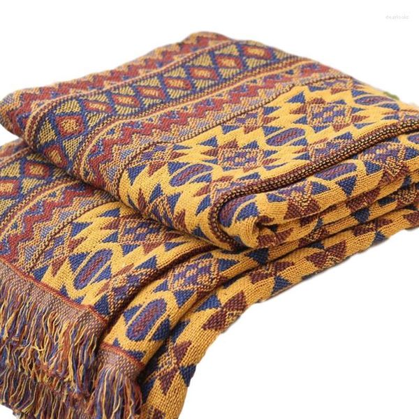 Coperte Cordoncini di cotone Filo intrecciato Coperta Divano Tappeto Kilim Ispessito Motivo etnico boemo turco Copriletto Tappeti Arazzo