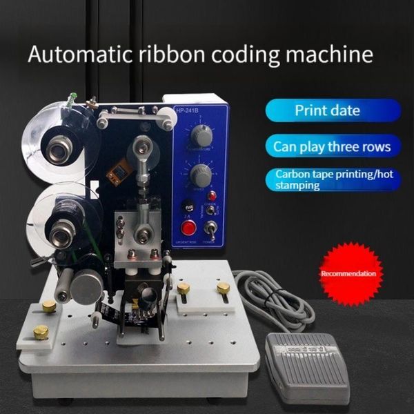 150 W halbautomatische Heißprägemaschine, Farbband-Codierung, Datumszeichen, Hot-Code-Drucker, Farbband-Datumscodierungs-Druckmaschine HP241B