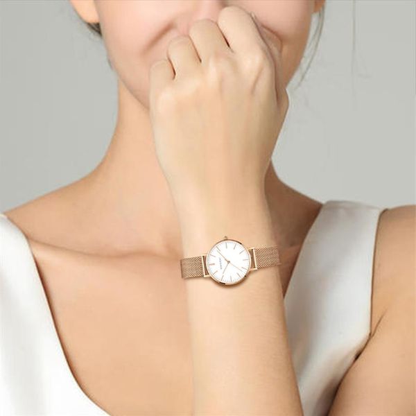 Luxury Fashion Ladies Watch Quartz A￧o inoxid￡vel tornou -se generoso Valentine Gift Binnishi 5026L191R