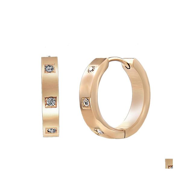 Hoop Huggie Rose Gold Tiny цирконы серьги Hies с CZ Stones Свадебная сталь Среда для женщин для женщин с доставкой ювелирных изделий DH7LS