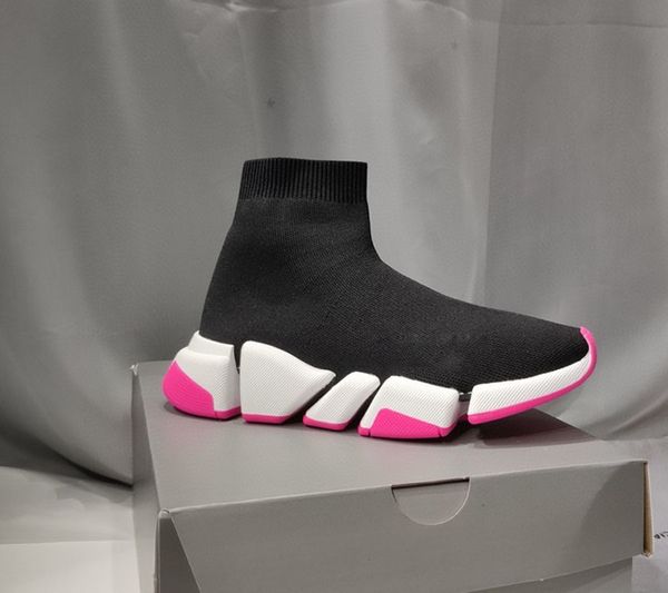 mit Box Qualität Designer-Schuhe Sock Boots Speed 2.0 Casual Runner Trainer Schuhe Runners Sneakers Sport Platform Stretch Knit Slip-On Pariser Modestil