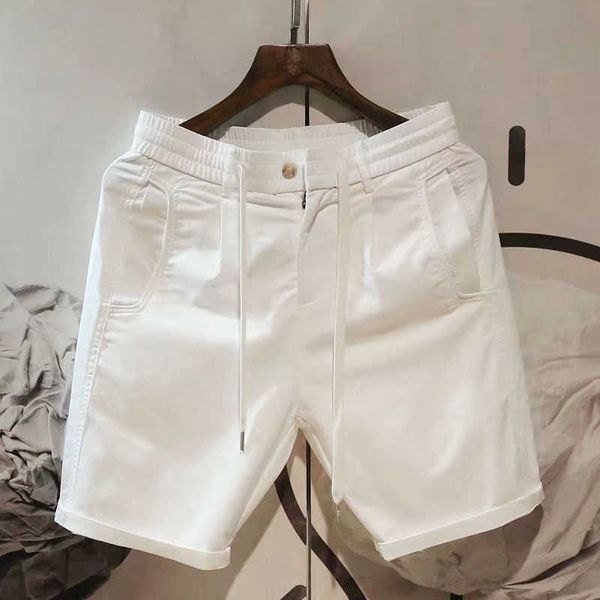 Pantaloncini da uomo bianchi da uomo estivi casual elastico in vita leggero respiro fresco bermuda uomo streetwear moda coreana 2022 Y2302