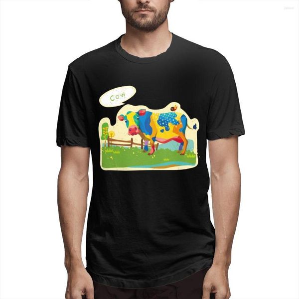 Herren T-Shirts Liebe Aquarell Kühe Kurzarm T-Shirt Sommer Tops Mode T-Shirts