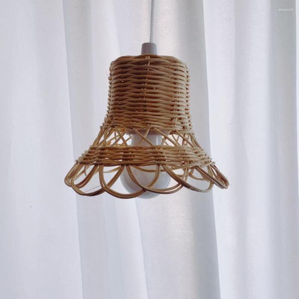 Figurine decorative Nordic Rattan intrecciato Paralume Craft Lampada da soffitto Cover Decor per camera dei bambini Lampada a sospensione