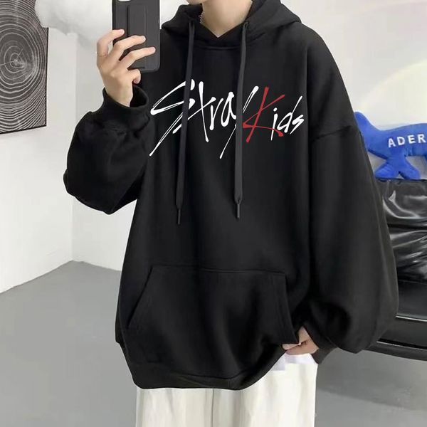 Moletom com capuz masculino coreano kpop stray crianças oversized feminino streatwear moletom pulôver com capuz roupas casuais manga longa