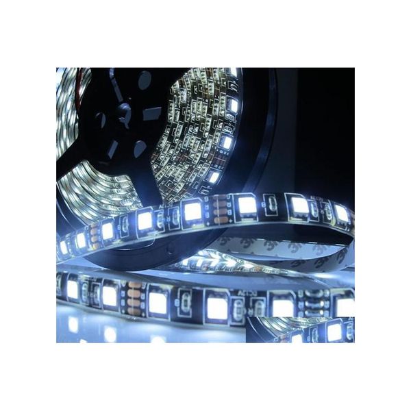 Светодиодные полоски 5M PCB Black 5050 Cool White 60 LED/M 500 см 300LEDS Гибкая световая полоска Водонепроницаемость DC12V. Светость при доставке. Освещение HO DHWXZ