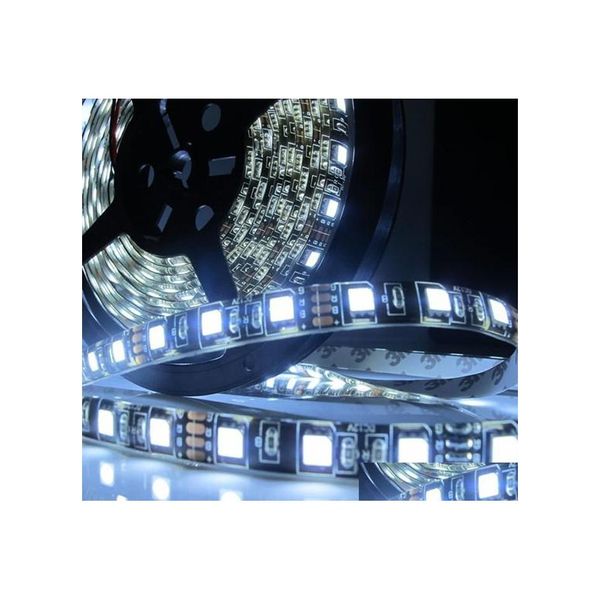 Strisce Led 5M Pcb Nero 5050 Bianco Freddo 60 Led/M 500Cm 300Leds Striscia Di Luce Flessibile Impermeabile Dc12V Luci Di Consegna A Goccia Illuminazione Ho Dhwxz