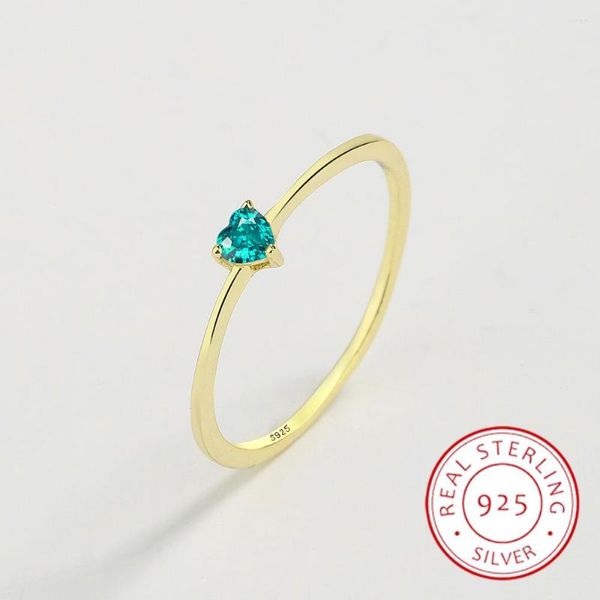 Clusterringe Klassische Herzform Emerald Zirkon Gold Ladies Ring S925 Original Original echtes Sterling Silber Hochzeitstag Juwely Geschenk
