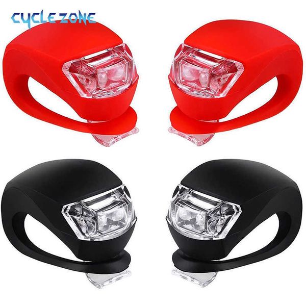 2PCS Bicicletta Ciclismo Silicone LED Mountain Torcia elettrica Lampada anteriore/posteriore Luci posteriori impermeabili Accessori bici 0202