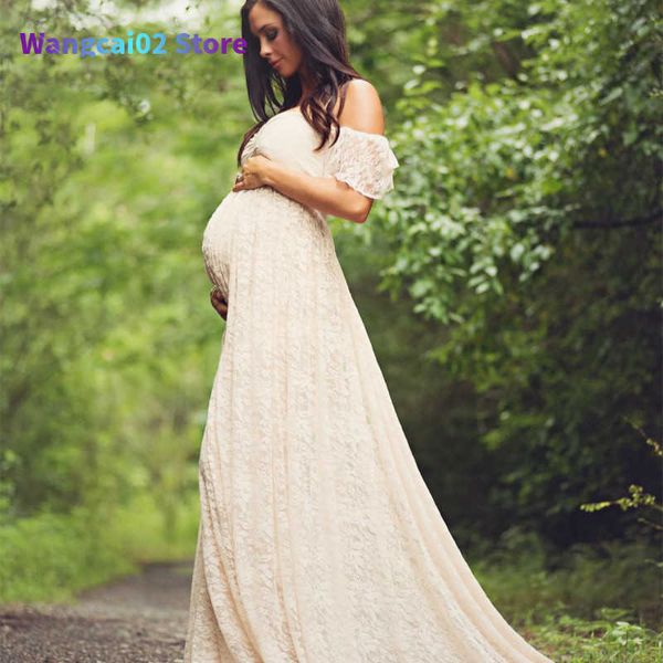 Vestidos casuais vestido de vestido de maternidade Propções de vestido de gravidez roupas para fotografia para fotografia de fotos vestido de renda maxi 020723h