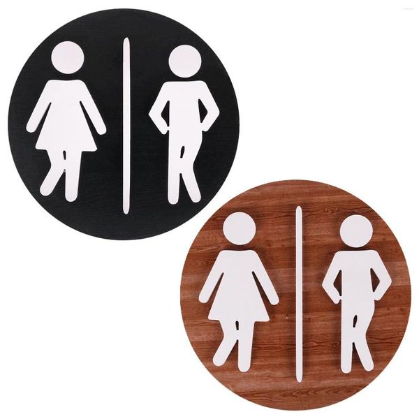 Set di accessori per il bagno Cartelli per il bagno Cartello per toilette carino e divertente Unisex con nastro adesivo autoadesivo Accessori per porta del WC in acrilico