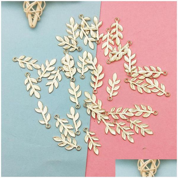 Charms 50pcs liga de zinco Mini folhas de ouro flutuando para brinco com moda DIY J￳ias para fazer acess￳rios para folhas de ￡rvore Pingentes Dhnyr