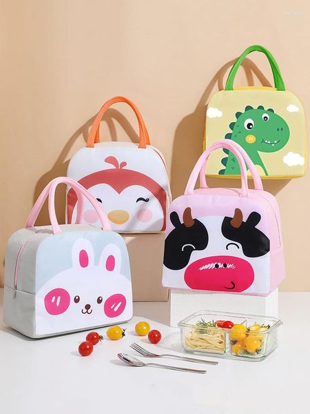 Set di stoviglie Borsa da pranzo per cartoni animati Scatola termica portatile isolata Borsa da picnic impermeabile Borsa per pasti fresca e fresca Bambini Bambini adulti