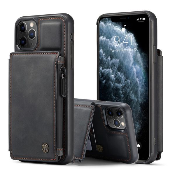 Luxury Leather Card Slot Wallet Phone Cases For iPhone 14 Pro Max 13 Plus 12 Mini X XS XR 11 7 8 SE Kickstand Holder Wrist Strap Back Cover