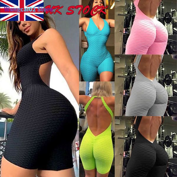 Tute da donna HIRIGIN new Sexy Backless Playsuit Fitness Collant Tute Costume Yoga Tuta sportiva Palestra Tuta intera Tuta per donna 020723H