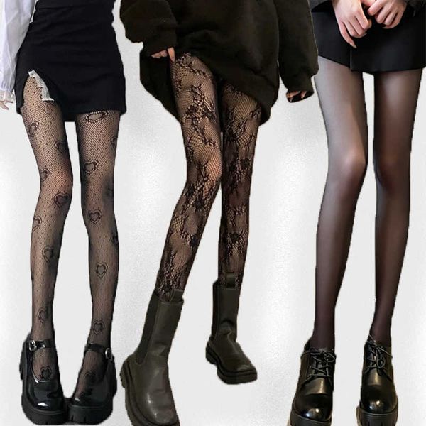 Socken Strumpfwaren 2 Stücke Gothic Spitzenstrümpfe Netzstrumpfhose Y2k Frauen Schwarz Weiß Netzstrumpfhosen Sexy Dessous Cosplay Lolita Leggings für Mädchen Y2302