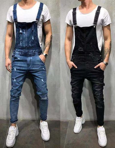 Jeans masculinos Spring e Autumn Jeans Moda de jeans Casual Sling Mumpsuit Hawaiian High Street Slim desgastado Calças de jeans 230207