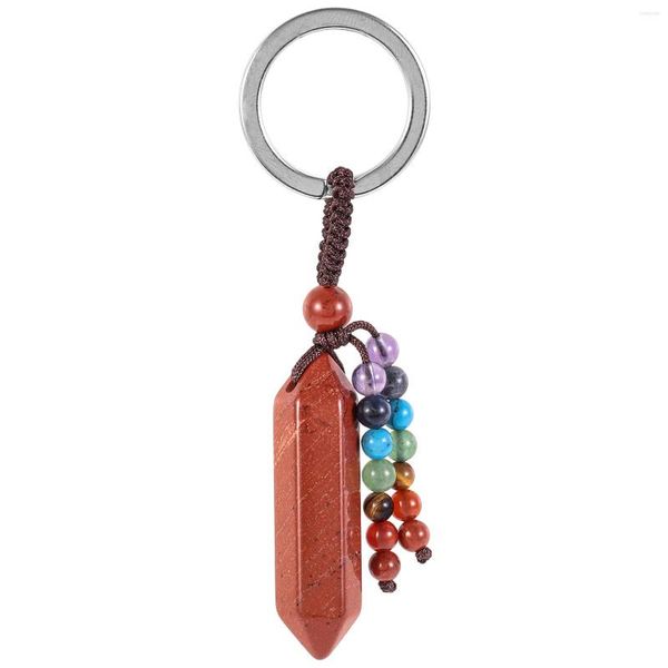 Chaves -chave dupla pontada de cristal hexagonal ChainChain Metal Keyring Natural Gemstone Car Key Chainards Acessórios de joias