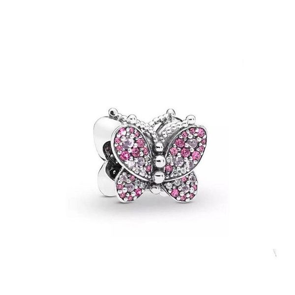 Charms 100 925 Sterling Silber Rosa Pave Schmetterling Armband Mode Frauen Hochzeit Verlobung Schmuck Zubehör 2194 T2 Drop Lieferung Dhhi7