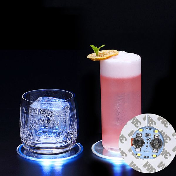 LIGUNDA DE NOVA RGB MULTICOLOR 3M adesivos Led Coasters Bar Refts Mat Stick Party Party Bottle Glass Glass de vidro de vinhos Crestech168