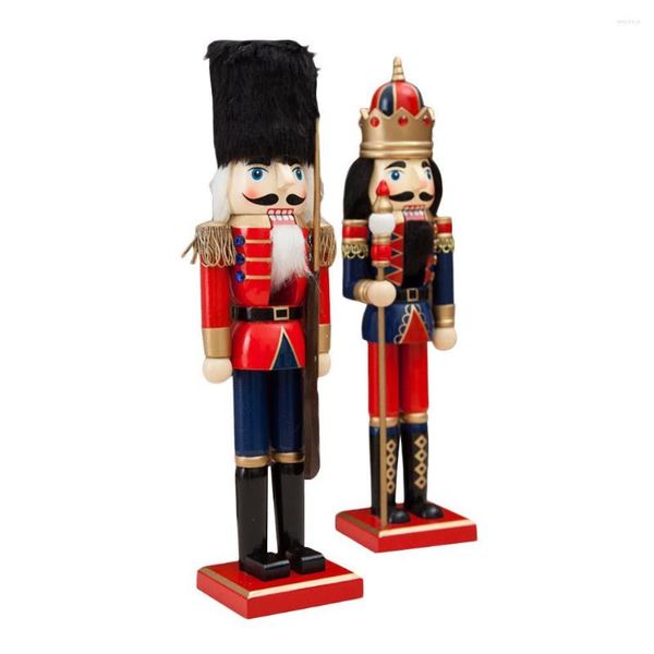 Decorações de Natal Soldado de pingente de boneca de boneca de 38 cm de madeira com manto ornamentos de férias de férias para casa