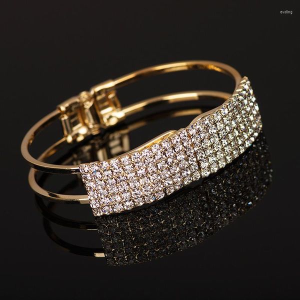 Браслет BLIJERY, роскошные браслеты со стразами золотого, серебряного цвета для женщин, браслет на кнопках, браслет для невесты, Femme, украшения, свадебные украшения