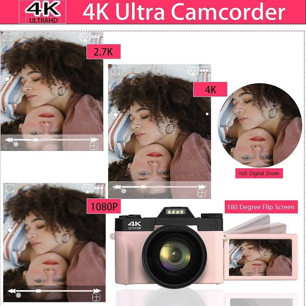 Capture imagens impressionantes em 4K com resolução de 48 MP e zoom de 16X nesta câmera de vlogging habilitada para WiFi - perfeita para criadores de conteúdo e viajantes!